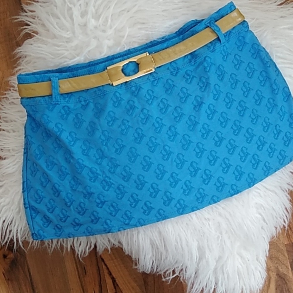St John Swim blue and gold swim skirt cover up